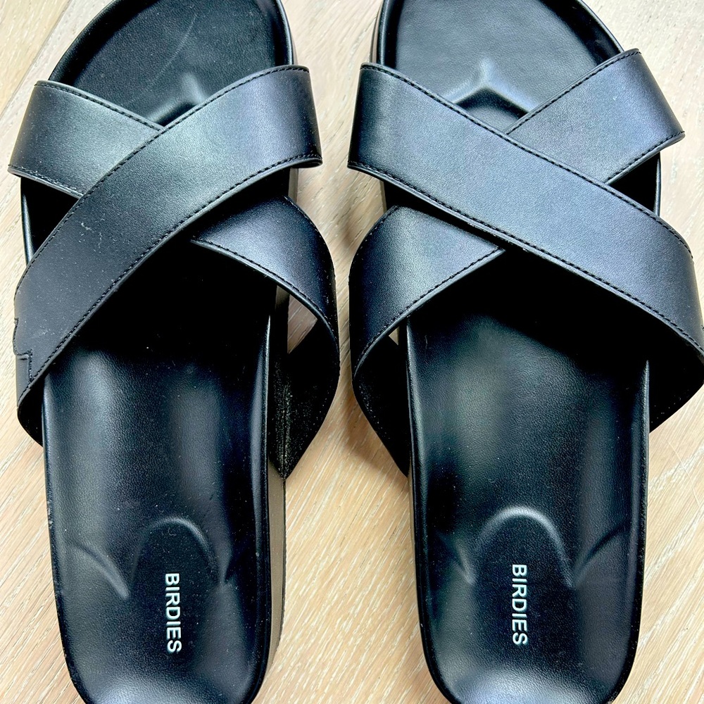 Birdies Black Sandals with Crossover Straps